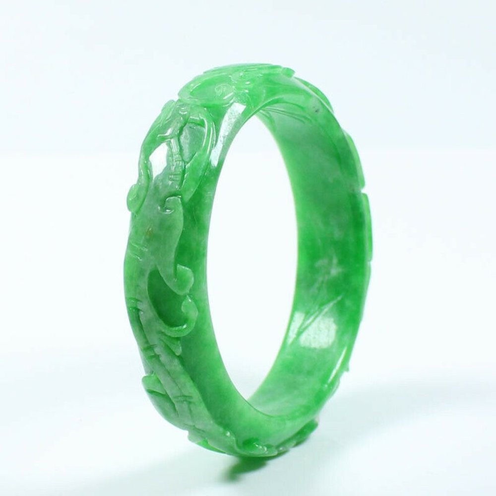 Solid Heavy Genuine Green Jade Bangle - image 5